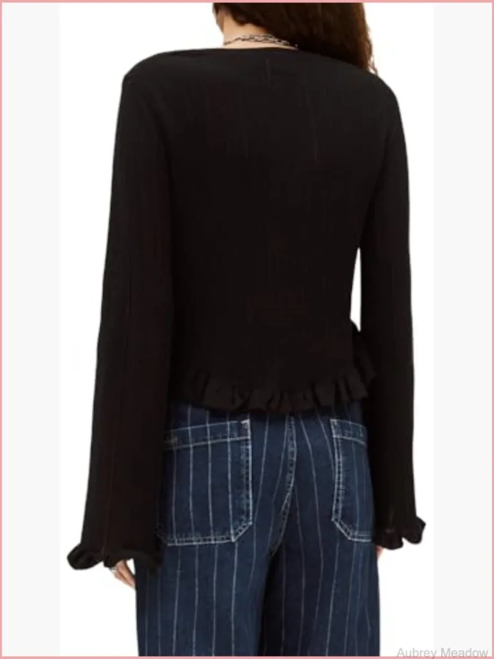 Striped Cotton Cardigan with Flared Sleeves - Spring/Summer